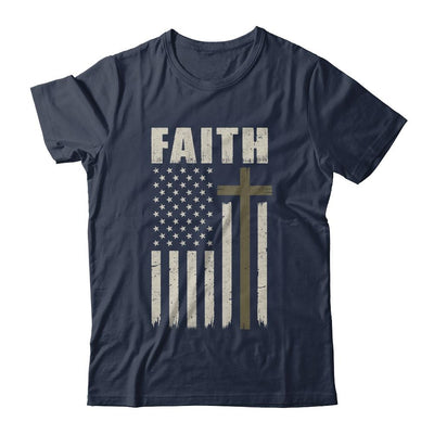 Patriotic Christian Faith Love Jesus American Flag Cross-T-Shirt & Hoodie-Classic T-Shirt-Navy