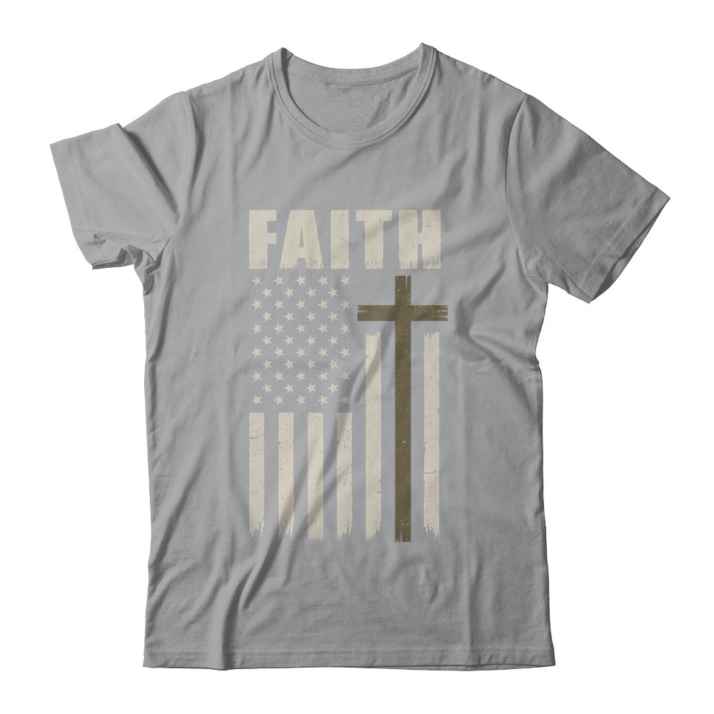 Patriotic Christian Faith Love Jesus American Flag Cross-T-Shirt & Hoodie-Classic T-Shirt-Sport Grey