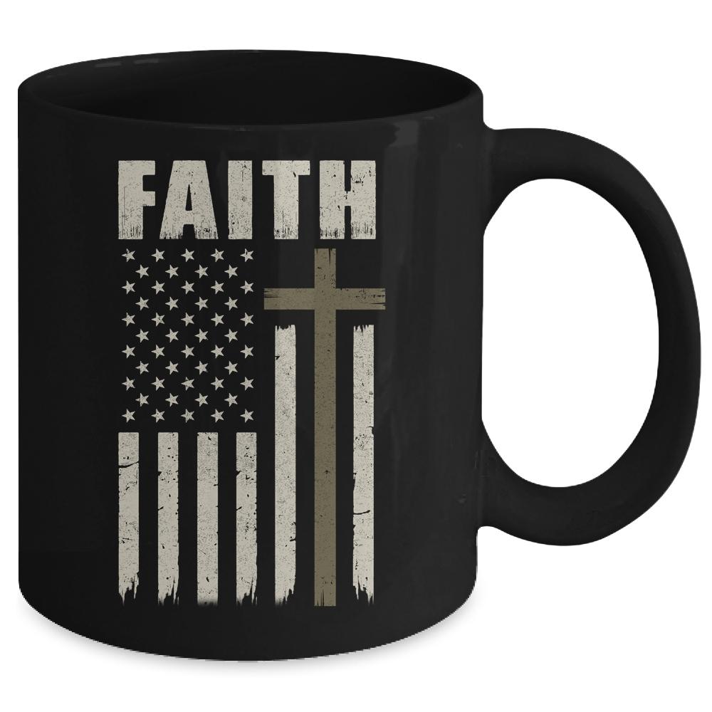 Patriotic Christian Faith Love Jesus American Flag Cross Mug-Coffee Mug-Mug-Black