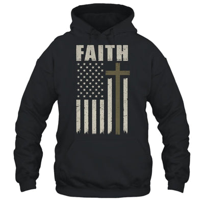 Patriotic Christian Faith Love Jesus American Flag Cross-T-Shirt & Hoodie-Pullover Hoodie-Black