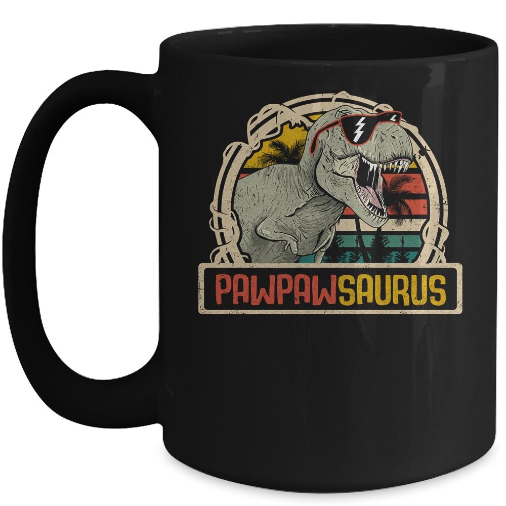 PawPawsaurus T Rex Dinosaur PawPaw Saurus Family Matching Mug-Coffee Mug-Mug-Black