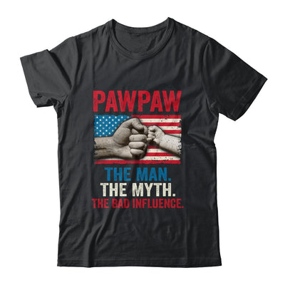 Pawpaw The Man The Myth The Bad Influence American Flag-T-Shirt & Hoodie-Classic T-Shirt-Black