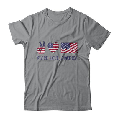 Peace Love America 4th Of July American Flag Victory Heart-T-Shirt & Tank Top-Classic T-Shirt-Sport Grey