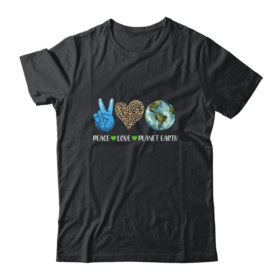 Peace Love Earth Day Leopard-T-Shirt & Tank Top-Classic T-Shirt-Black