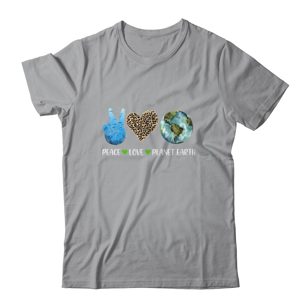 Peace Love Earth Day Leopard-T-Shirt & Tank Top-Classic T-Shirt-Sport Grey