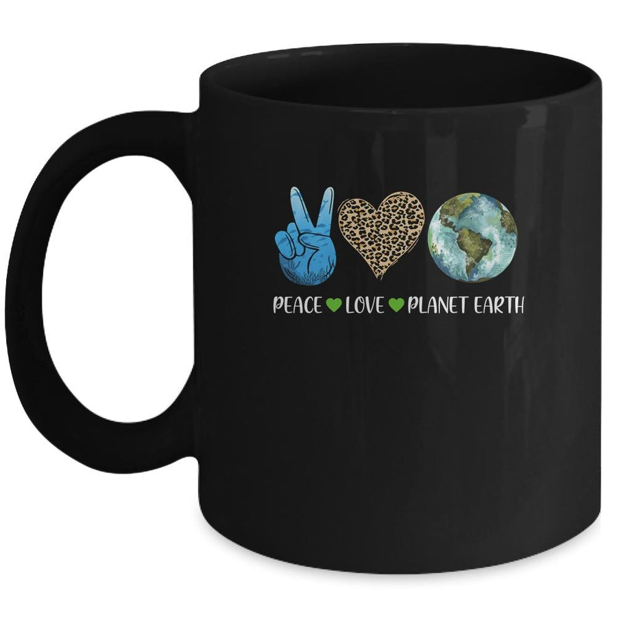 Peace Love Earth Day Leopard Mug-Coffee Mug-Mug-Black