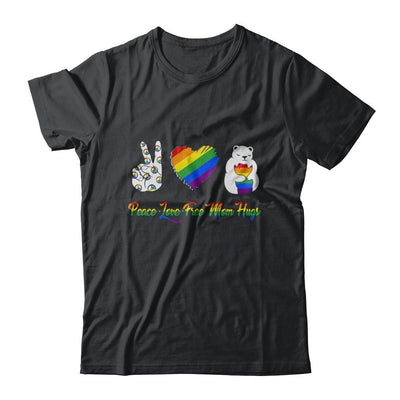 Peace Love Free Mom Hugs Bear Pride LGBT-T-Shirt & Hoodie-Classic T-Shirt-Black