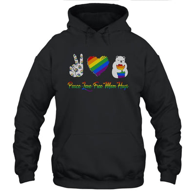 Peace Love Free Mom Hugs Bear Pride LGBT-T-Shirt & Hoodie-Pullover Hoodie-Black