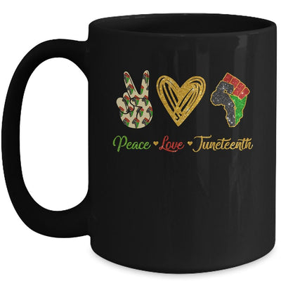 Peace Love Juneteenth Black Pride Freedom Independence Day Mug-Coffee Mug-Mug-Black