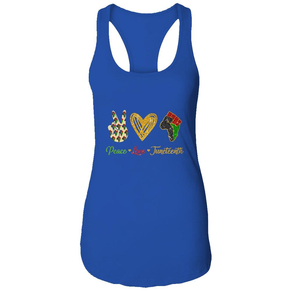 Peace Love Juneteenth Black Pride Freedom Independence Day-T-Shirt & Tank Top-Women's Ideal Racerback Tank-Royal