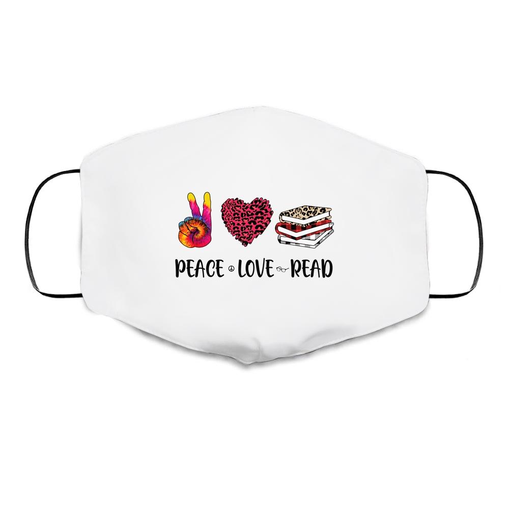 Peace Love Read Book Lover Leopard Women Girls Teacher Cloth Face Mask