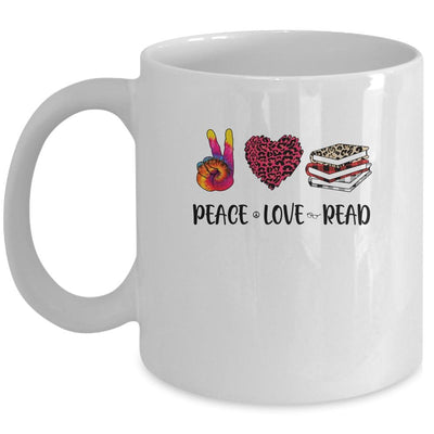 Peace Love Read Book Lover Leopard Women Girls Teacher Mug-Coffee Mug-Mug-White