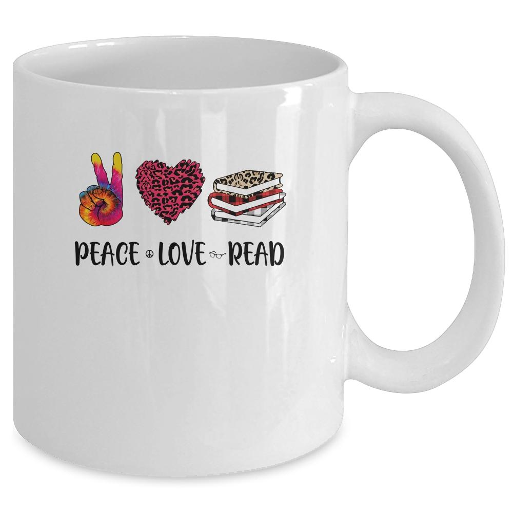 Peace Love Read Book Lover Leopard Women Girls Teacher Mug-Coffee Mug-