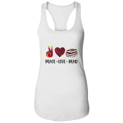 Peace Love Read Book Lover Leopard Women Girls Teacher-T-Shirt & Tank Top-Women's Ideal Racerback Tank-White