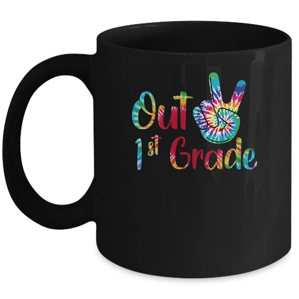 Peace Out 1st Grade Tie Dye Graduation Class Of 2021 Mug-Coffee Mug-Mug-Black