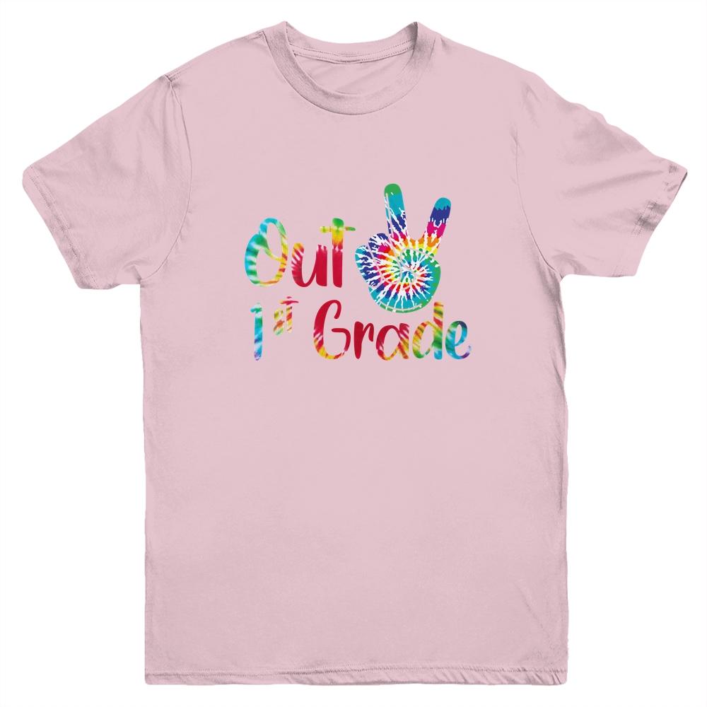 Peace Out 1st Grade Tie Dye Graduation Class Of 2021 Youth-Youth Shirt-Youth T-Shirt-Light Pink