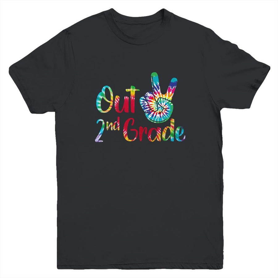 Peace Out 2nd Grade Tie Dye Graduation Class Of 2021 Youth-Youth Shirt-Youth T-Shirt-Black