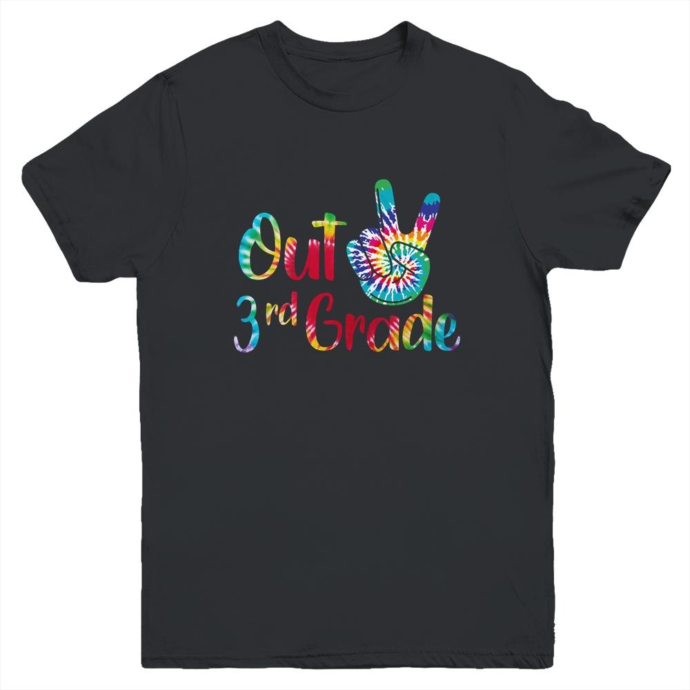 Peace Out 3rd Grade Tie Dye Graduation Class Of 2021 Youth-Youth Shirt-Youth T-Shirt-Black