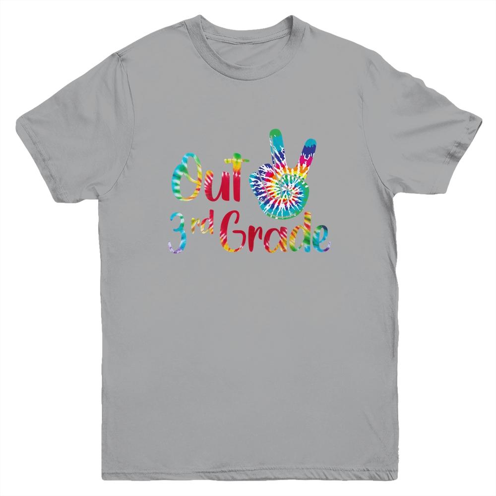 Peace Out 3rd Grade Tie Dye Graduation Class Of 2021 Youth-Youth Shirt-Youth T-Shirt-Sport Grey