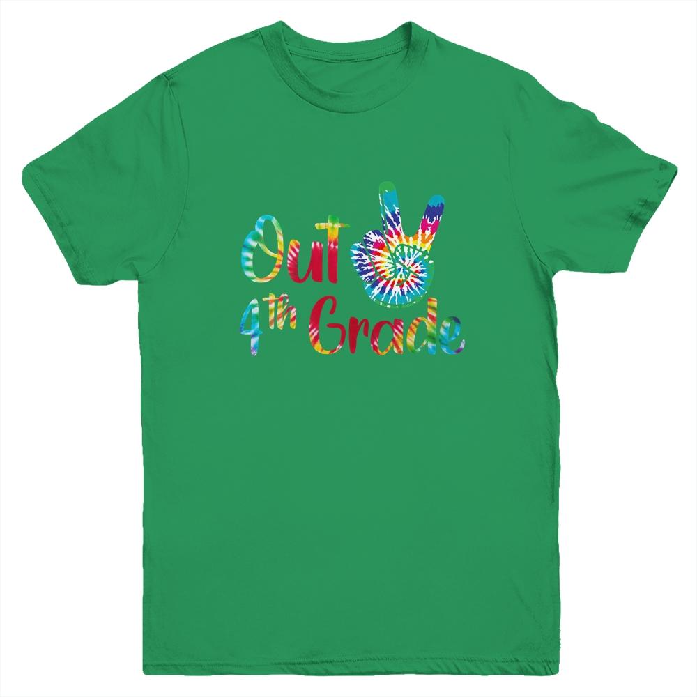 Peace Out 4th Grade Tie Dye Graduation Class Of 2021 Youth-Youth Shirt-Youth T-Shirt-Irish Green