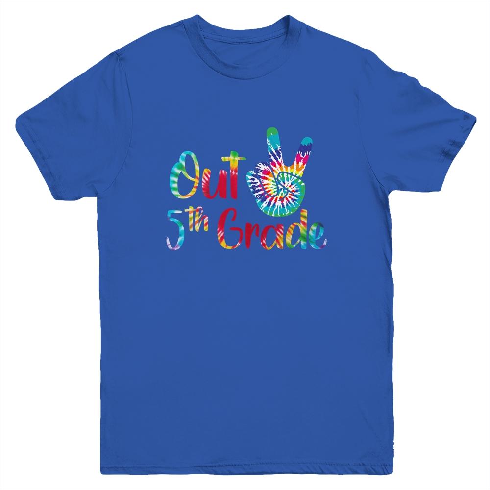 Peace Out 5th Grade Tie Dye Graduation Class Of 2021 Youth-Youth Shirt-Youth T-Shirt-Royal