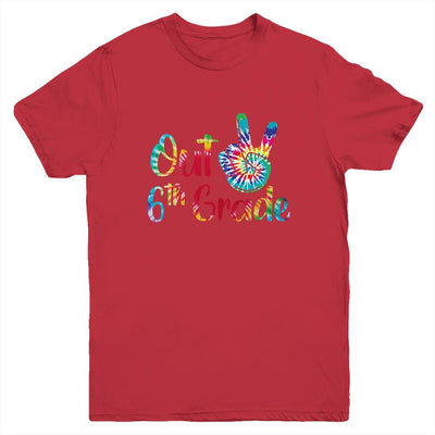 Peace Out 6th Grade Tie Dye Graduation Class Of 2021 Youth-Youth Shirt-Youth T-Shirt-Red