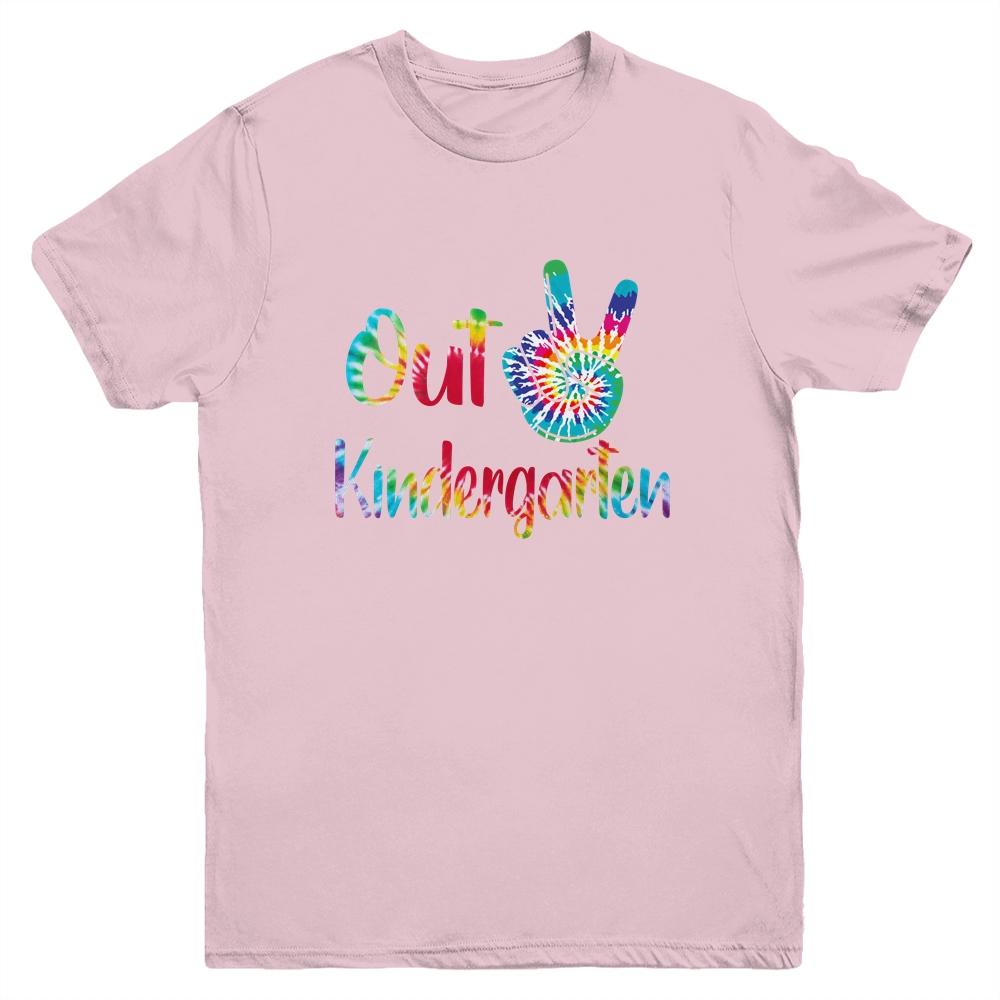 Peace Out Kindergarten Tie Dye Graduation Class Of 2021 Youth-Youth Shirt-Youth T-Shirt-Light Pink