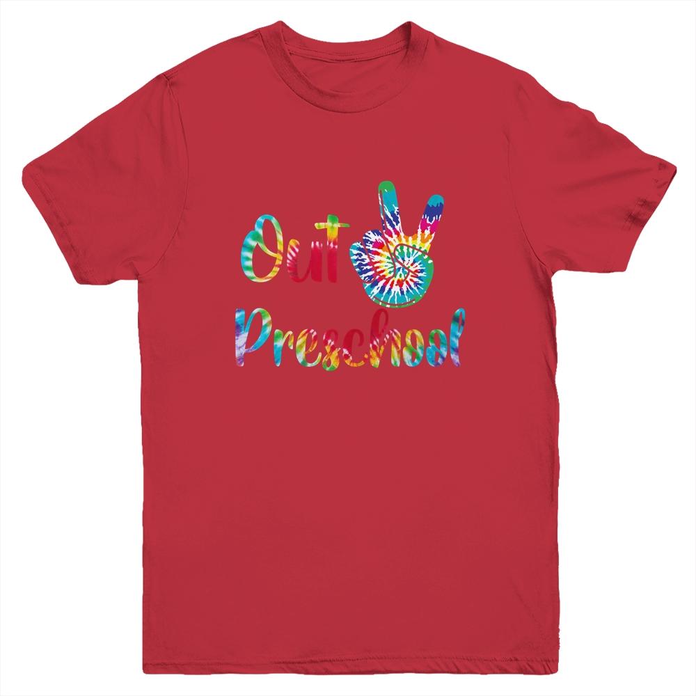 Peace Out Preschool Tie Dye Graduation Class Of 2021 Youth-Youth Shirt-Youth T-Shirt-Red