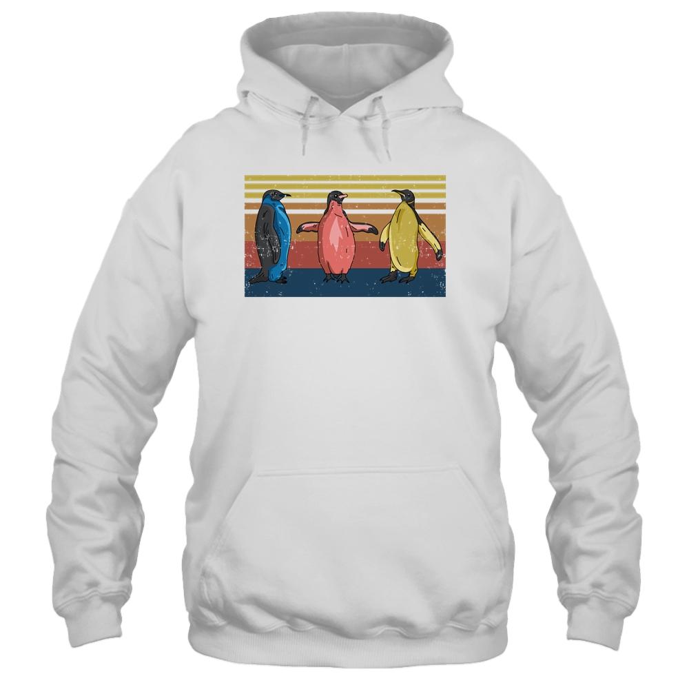 Penguin Vintage Retro Style Penguin-T-Shirt & Hoodie-Pullover Hoodie-White