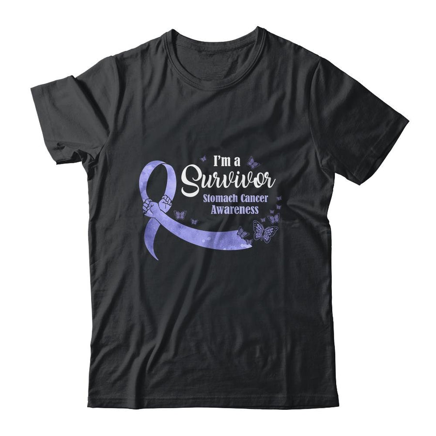 Periwinkle Butterfly I'm A Survivor Stomach Cancer Awareness-T-Shirt & Hoodie-Classic T-Shirt-Black