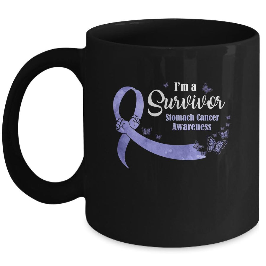 Periwinkle Butterfly I'm A Survivor Stomach Cancer Awareness Mug-Coffee Mug-Mug-Black