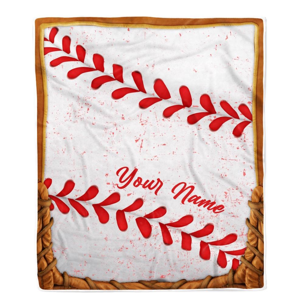 Personalized Baseball Blanket Printed 3D Sport Lover Son Kids Men Women Birthday Customized Fleece Blanket-Blanket-Fleece Blanket-30 x 40 Inches - Baby Size