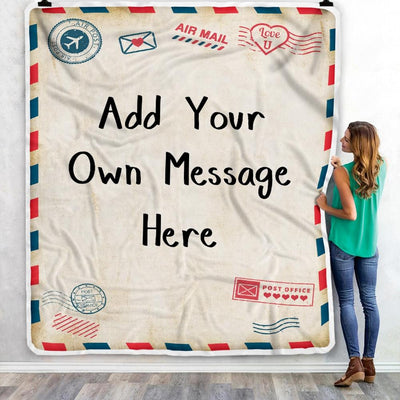 Personalized Custom Name Message Text for Daughter Son Mom Dad Wife Husband Girlfriend Boyfriend Letter Airmail Christmas Birthday Fleece Blanket-Blanket-