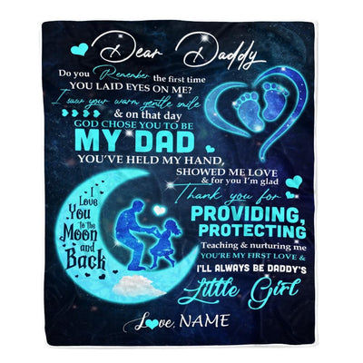 Personalized Dear Daddy Blanket from Daughter God Chose You to be My Dad Warm Soft Winter Night I Love You Dad Father's Day Birthday Christmas Fleece Blanket-Blanket-Fleece Blanket-30 x 40 Inches - Baby Size