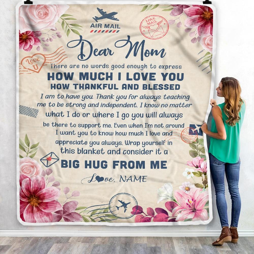 Personalized Dear Mom Blanket From Daughter Son Child There are No Words Good Enough to Express Flower Mom Mother's Day Birthday Christmas Fleece Blanket-Blanket-