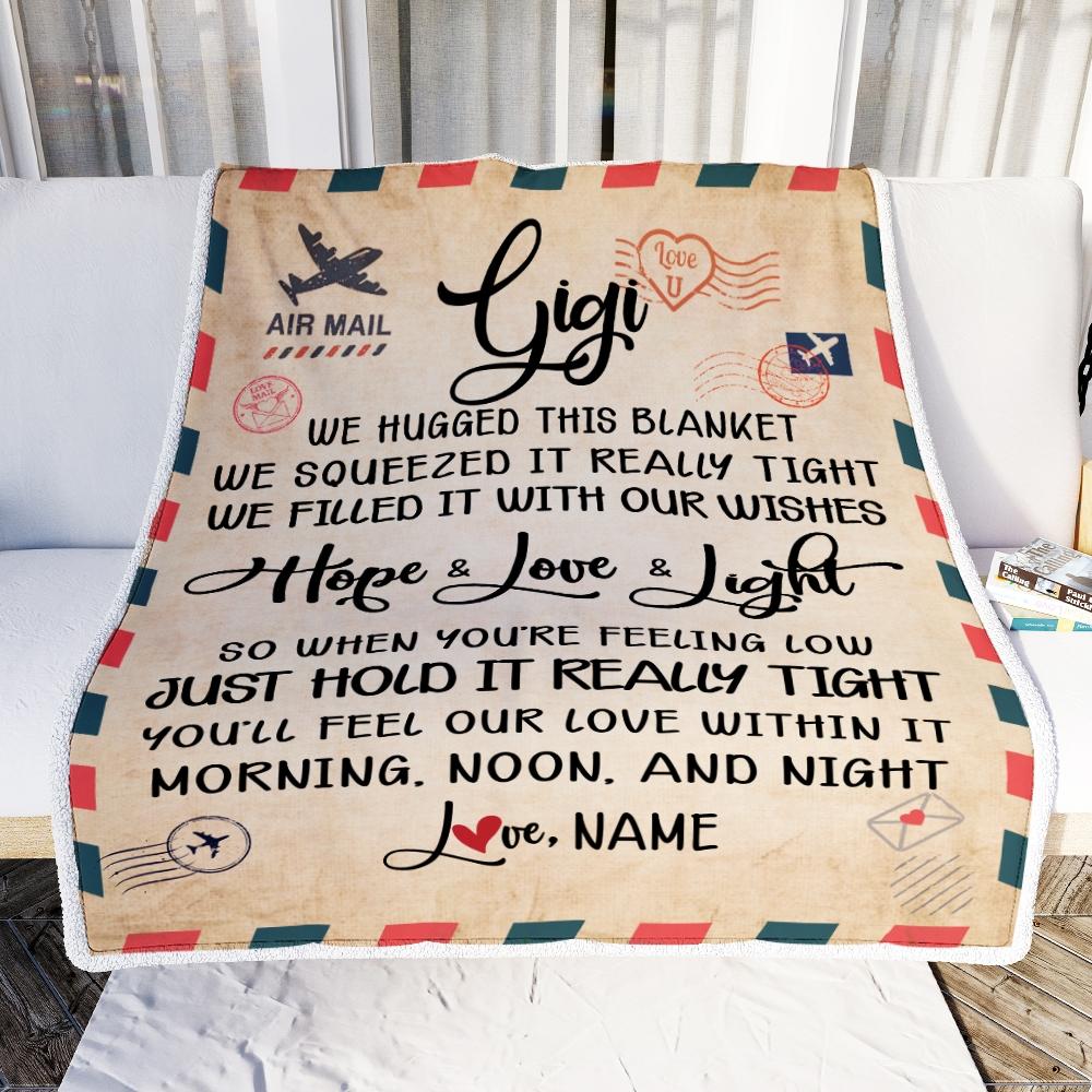 Personalized Gigi Blanket From Grandkids We Hugged This Blanket Mail Letter Gigi Birthday Mothers Day Christmas Customized Fleece Blanket-Blanket-
