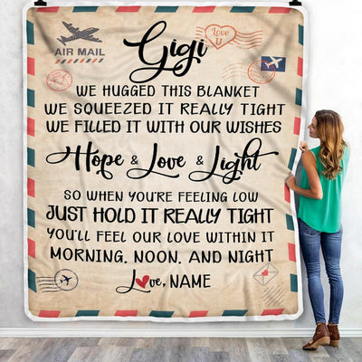 Personalized Gigi Blanket From Grandkids We Hugged This Blanket Mail Letter Gigi Birthday Mothers Day Christmas Customized Fleece Blanket-Blanket-