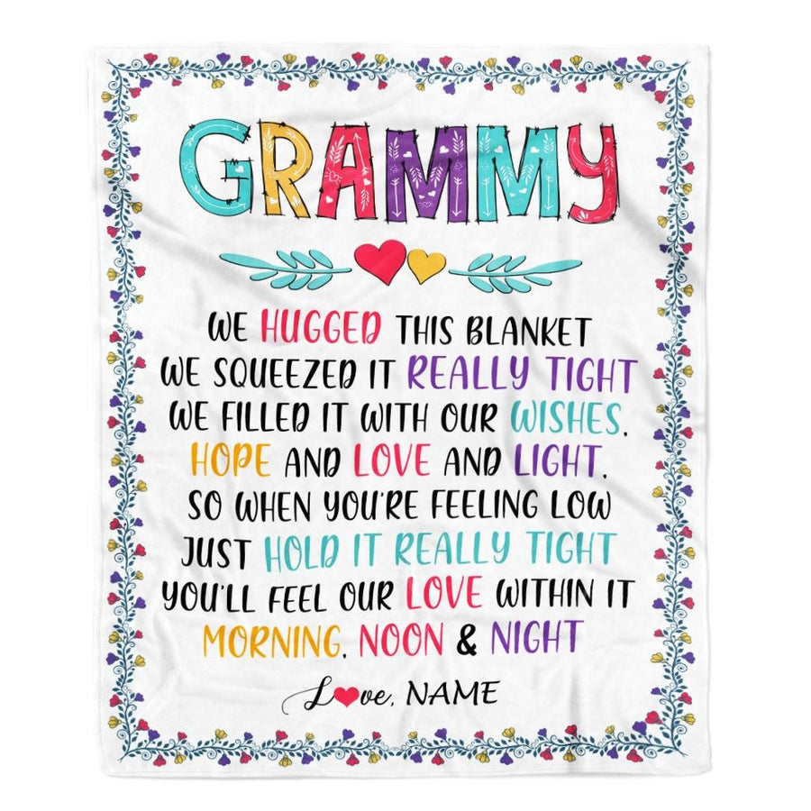 Personalized Grammy Blanket From Grandkids We Hugged This Blanket Grammy Birthday Mothers Day Christmas Customized Gifts Fleece Blanket-Blanket-Fleece Blanket-30 x 40 Inches - Baby Size
