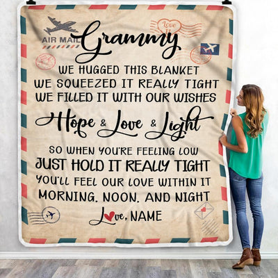 Personalized Grammy Blanket From Grandkids We Hugged This Blanket Mail Letter Grammy Birthday Mothers Day Christmas Customized Fleece Blanket-Blanket-