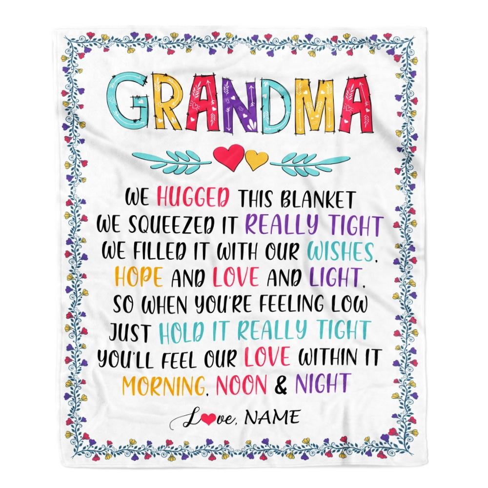 Personalized Grandma Blanket From Grandkids We Hugged This Blanket Grandma Birthday Mothers Day Christmas Gifts Customized Fleece Blanket-Blanket-Fleece Blanket-30 x 40 Inches - Baby Size
