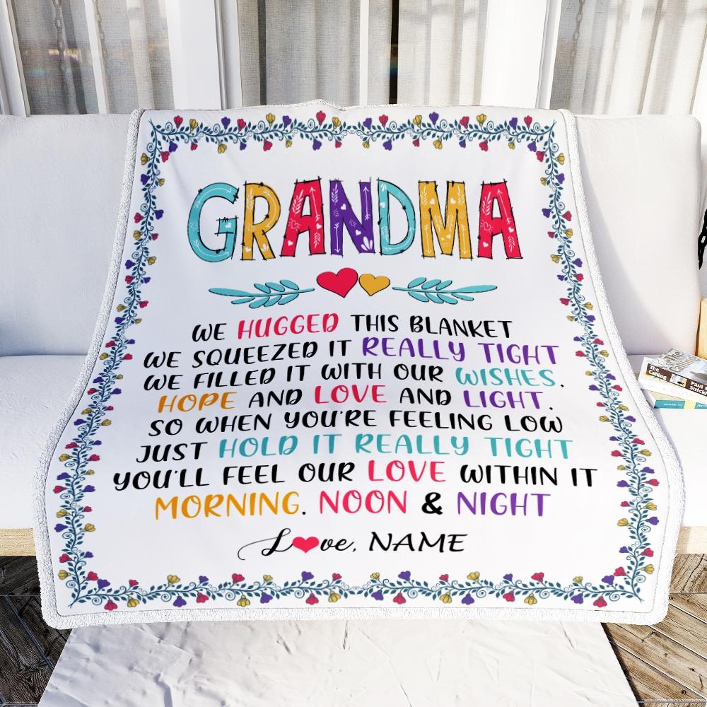 Personalized Grandma Blanket From Grandkids We Hugged This Blanket Grandma Birthday Mothers Day Christmas Gifts Customized Fleece Blanket-Blanket-