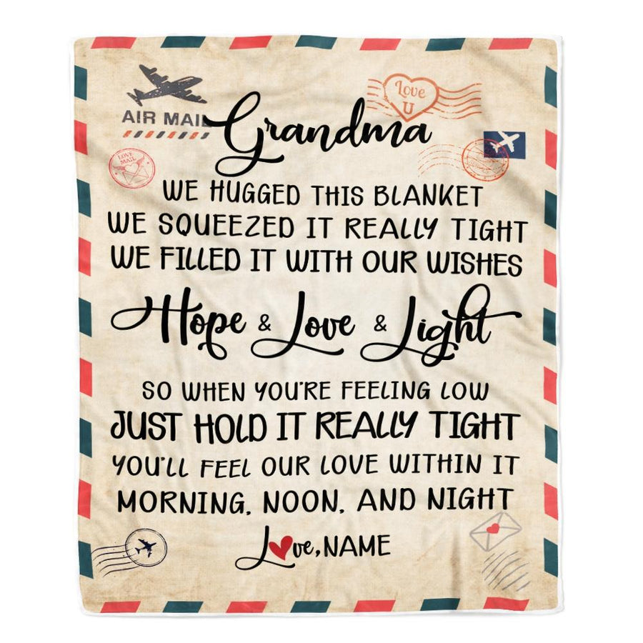 Personalized Grandma Blanket From Grandkids We Hugged This Blanket Mail Letter Grandma Birthday Mothers Day Christmas Gift Customized Fleece Blanket-Blanket-Fleece Blanket-30 x 40 Inches - Baby Size