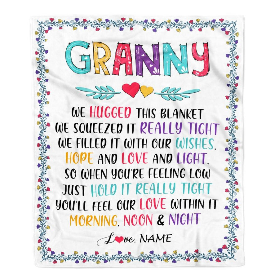 Personalized Granny Blanket From Grandkids We Hugged This Blanket Granny Birthday Mothers Day Christmas Customized Fleece Blanket-Blanket-Fleece Blanket-30 x 40 Inches - Baby Size