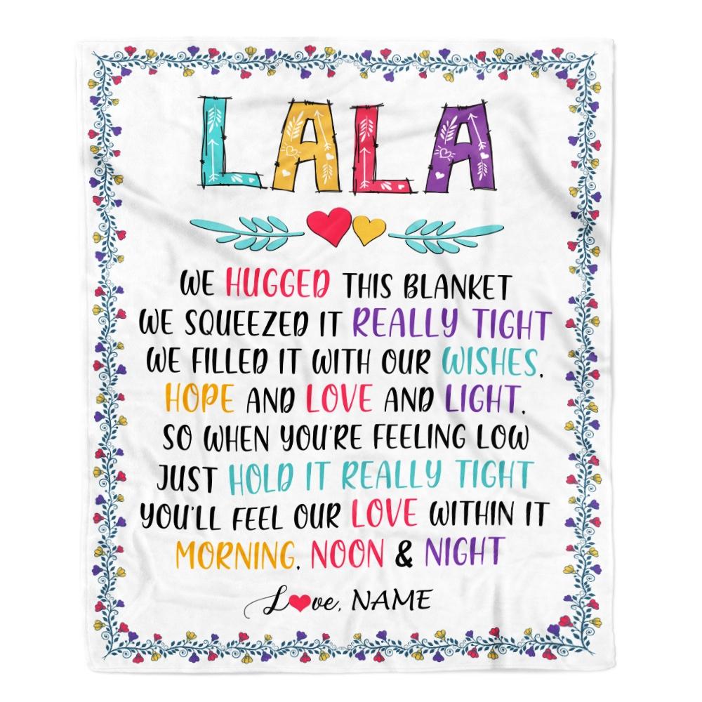 Personalized Lala Blanket From Grandkids We Hugged This Blanket Lala Birthday Mothers Day Christmas Customized Fleece Blanket-Blanket-Fleece Blanket-30 x 40 Inches - Baby Size