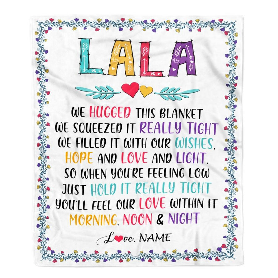 Personalized Lala Blanket From Grandkids We Hugged This Blanket Lala Birthday Mothers Day Christmas Customized Fleece Blanket-Blanket-Fleece Blanket-30 x 40 Inches - Baby Size