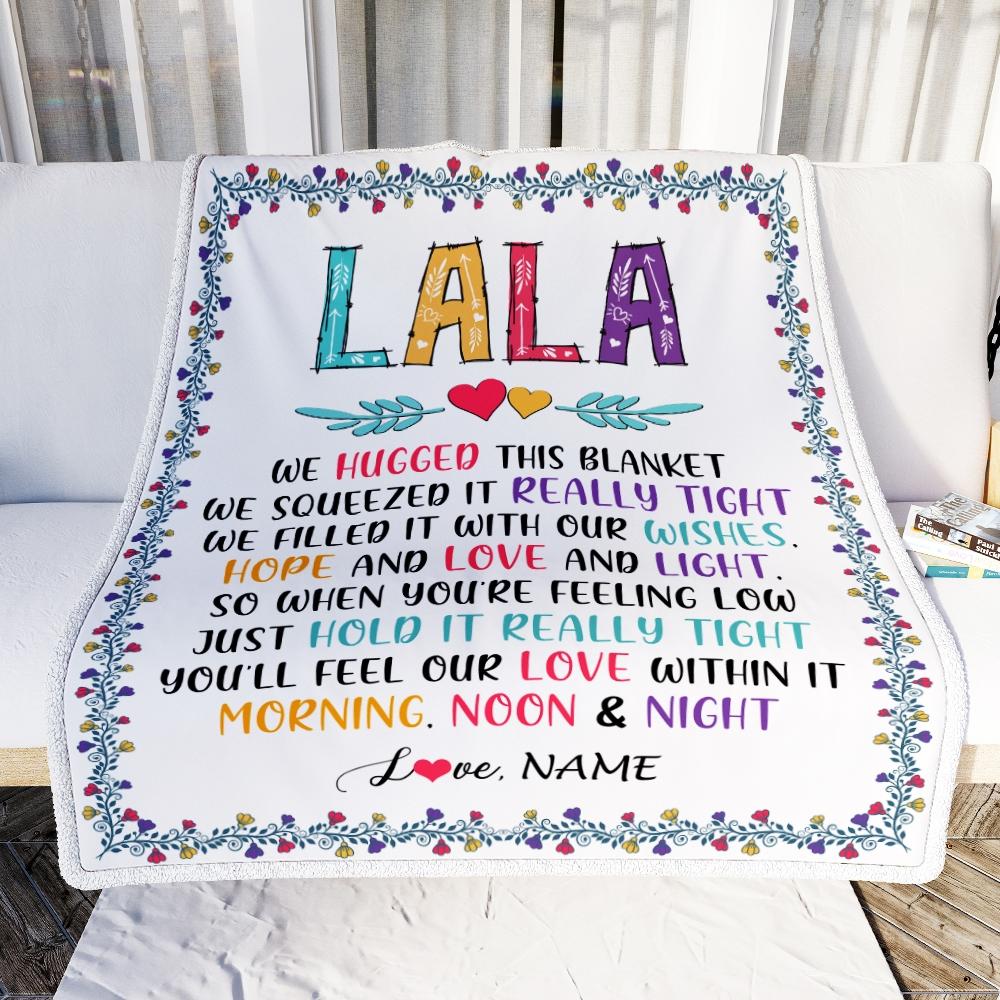 Personalized Lala Blanket From Grandkids We Hugged This Blanket Lala Birthday Mothers Day Christmas Customized Fleece Blanket-Blanket-