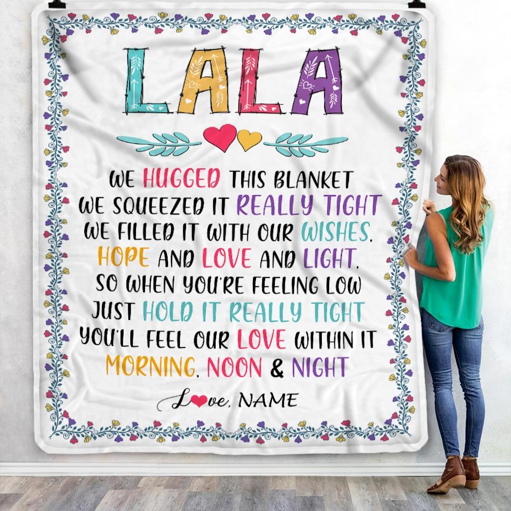 Personalized Lala Blanket From Grandkids We Hugged This Blanket Lala Birthday Mothers Day Christmas Customized Fleece Blanket-Blanket-