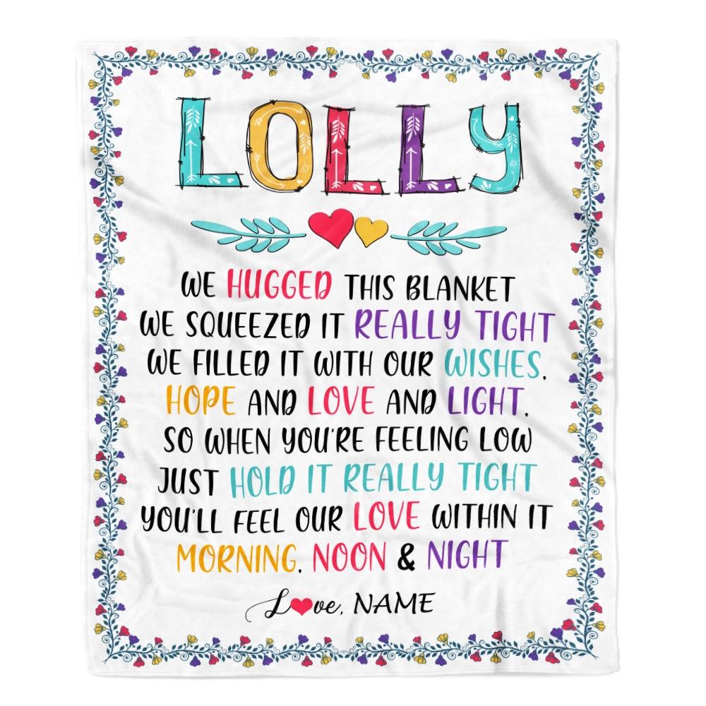 Personalized Lolly Blanket From Grandkids We Hugged This Blanket Lolly Birthday Mothers Day Christmas Customized Fleece Blanket-Blanket-Fleece Blanket-30 x 40 Inches - Baby Size