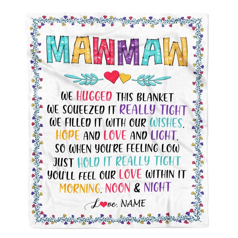 Personalized MawMaw Blanket From Grandkids We Hugged This Blanket MawMaw Birthday Mothers Day Christmas Customized Fleece Blanket-Blanket-Fleece Blanket-30 x 40 Inches - Baby Size