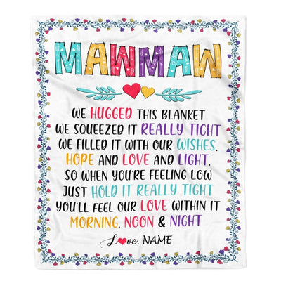 Personalized MawMaw Blanket From Grandkids We Hugged This Blanket MawMaw Birthday Mothers Day Christmas Customized Fleece Blanket-Blanket-Fleece Blanket-30 x 40 Inches - Baby Size
